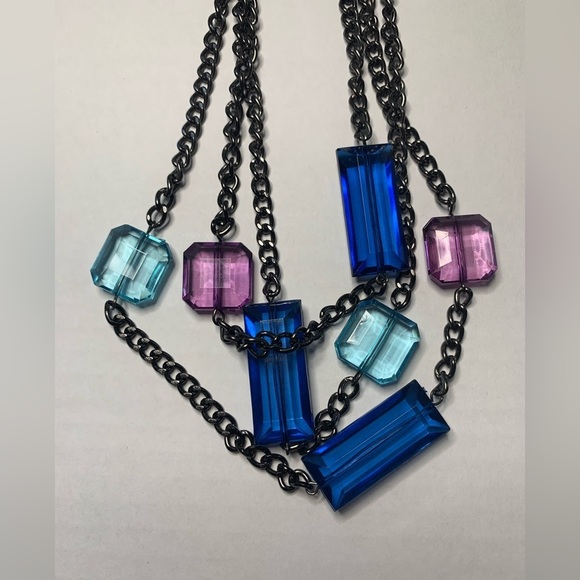 Bass & COMPANY NECKLACE 3 LAYERED STONE STATEMENT PIECE😍 - Picture 3 of 5